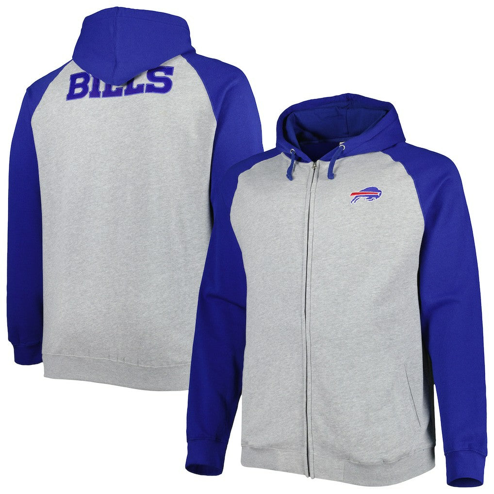 Buffalo Bills Big & Tall Fleece Raglan Full-Zip Hoodie Jacket - Heather Gray sale
