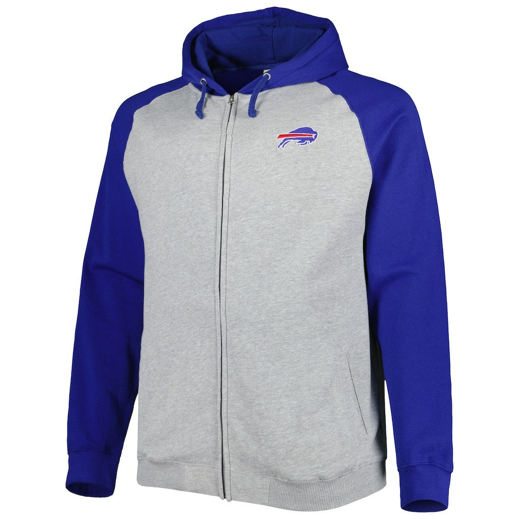 Buffalo Bills Big & Tall Fleece Raglan Full-Zip Hoodie Jacket - Heather Gray sale