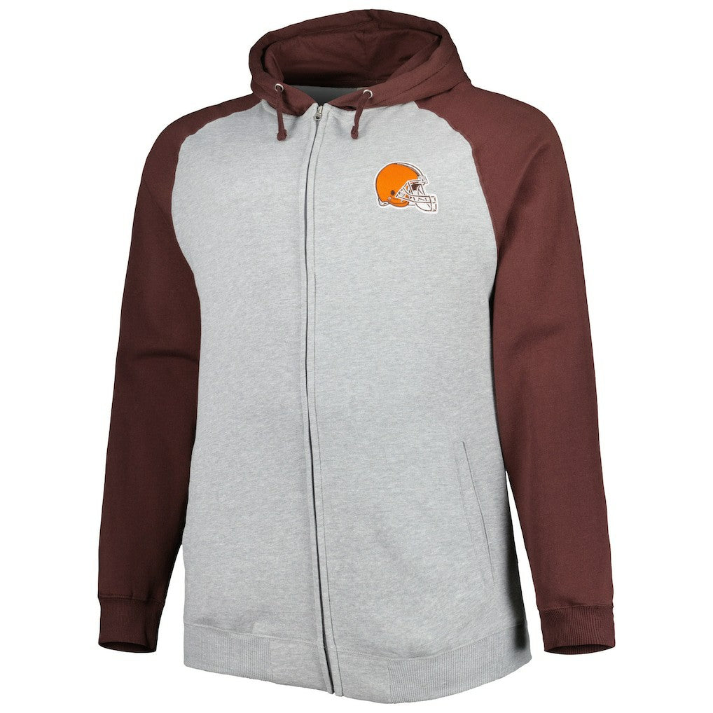 Cleveland Browns Big & Tall Fleece Raglan Full-Zip Hoodie Jacket - Heather Gray discount