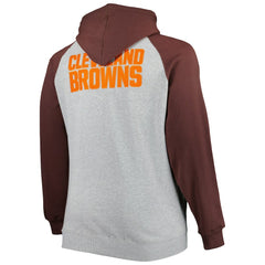 Cleveland Browns Big & Tall Fleece Raglan Full-Zip Hoodie Jacket - Heather Gray discount