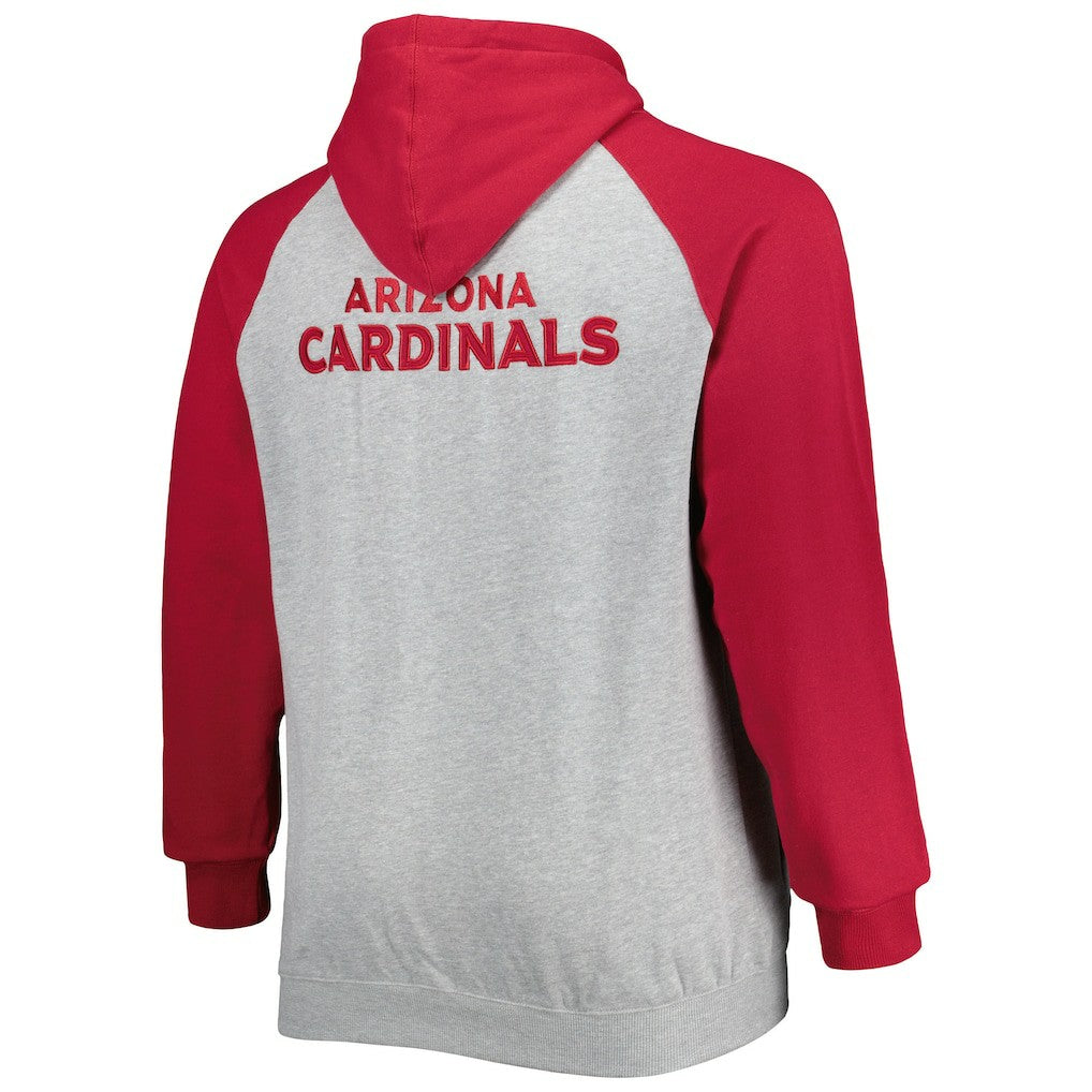 Arizona Cardinals Big & Tall Fleece Raglan Full-Zip Hoodie Jacket - Heather Gray on sale
