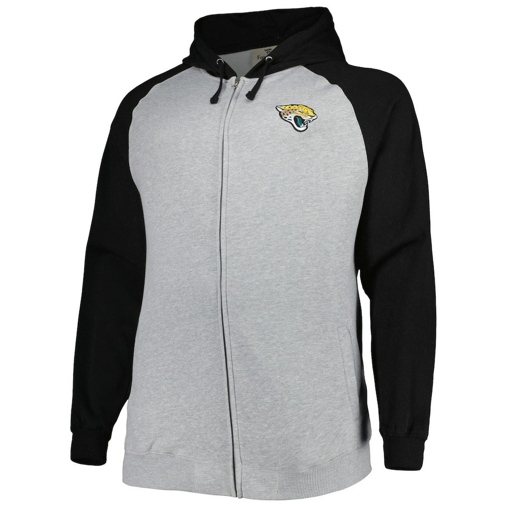Jacksonville Jaguars Big & Tall Fleece Raglan Full-Zip Hoodie Jacket - Heather Gray for sale