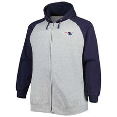 New England Patriots Big & Tall Fleece Raglan Full-Zip Hoodie Jacket - Heather Gray on sale