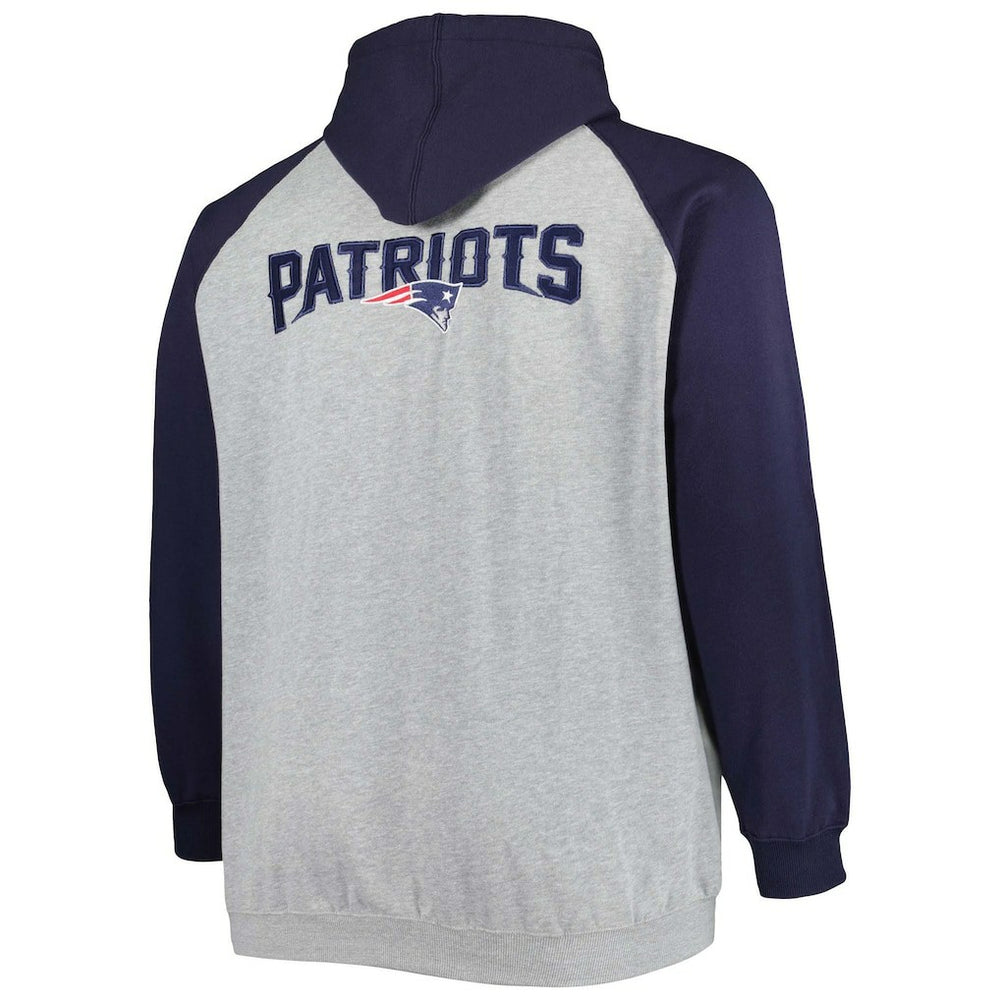 New England Patriots Big & Tall Fleece Raglan Full-Zip Hoodie Jacket - Heather Gray on sale
