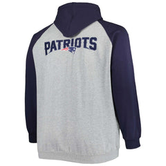 New England Patriots Big & Tall Fleece Raglan Full-Zip Hoodie Jacket - Heather Gray on sale