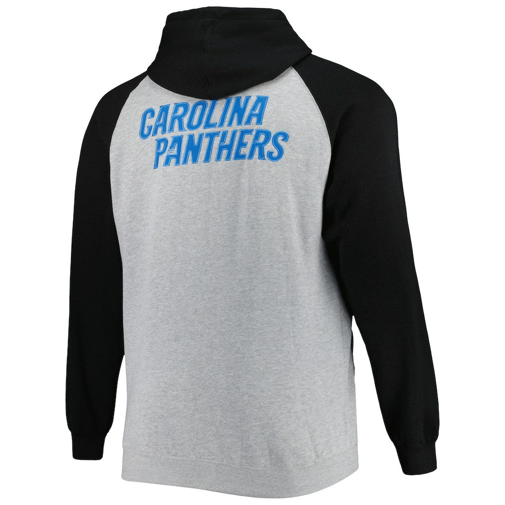 Carolina Panthers Big & Tall Fleece Raglan Full-Zip Hoodie Jacket - Heather Gray discount