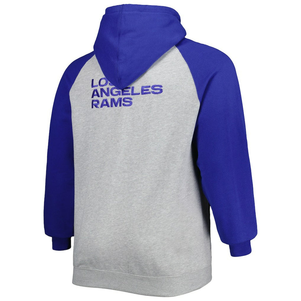 Los Angeles Rams Big & Tall Fleece Raglan Full-Zip Hoodie Jacket - Heather Gray discount
