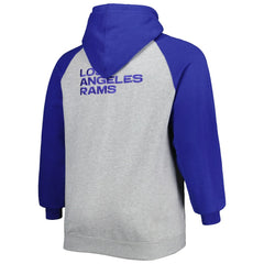 Los Angeles Rams Big & Tall Fleece Raglan Full-Zip Hoodie Jacket - Heather Gray discount