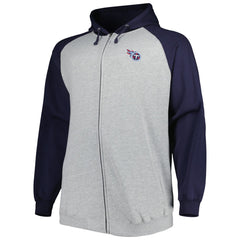 Tennessee Titans Big & Tall Fleece Raglan Full-Zip Hoodie Jacket - Heather Gray discount
