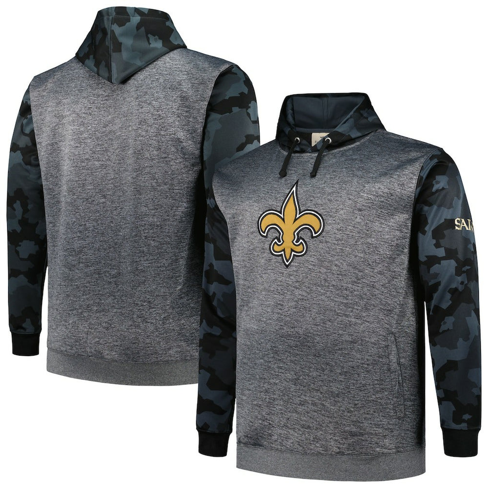 New Orleans Saints Big & Tall Camo Pullover Hoodie - Heather Charcoal discount
