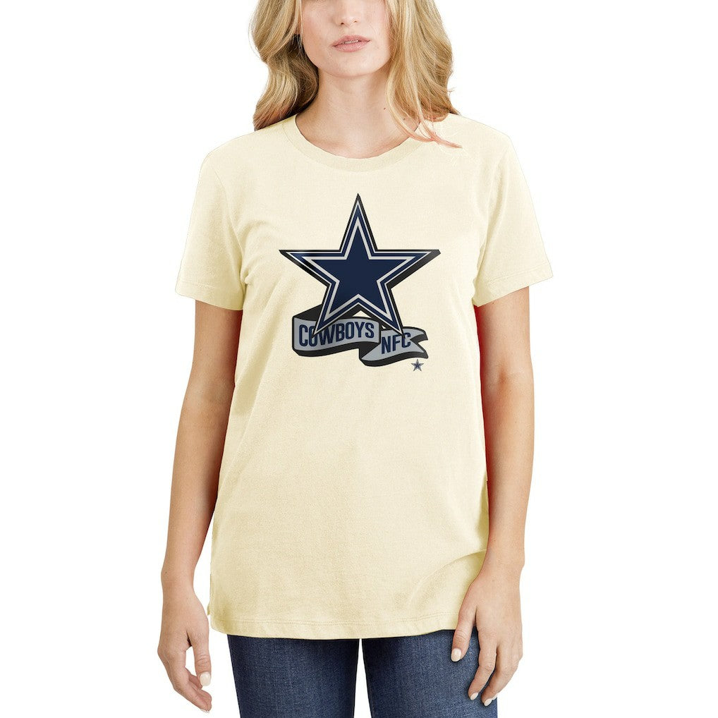 Dallas Cowboys New Era Women's Chrome Sideline T-Shirt - Cream cheap