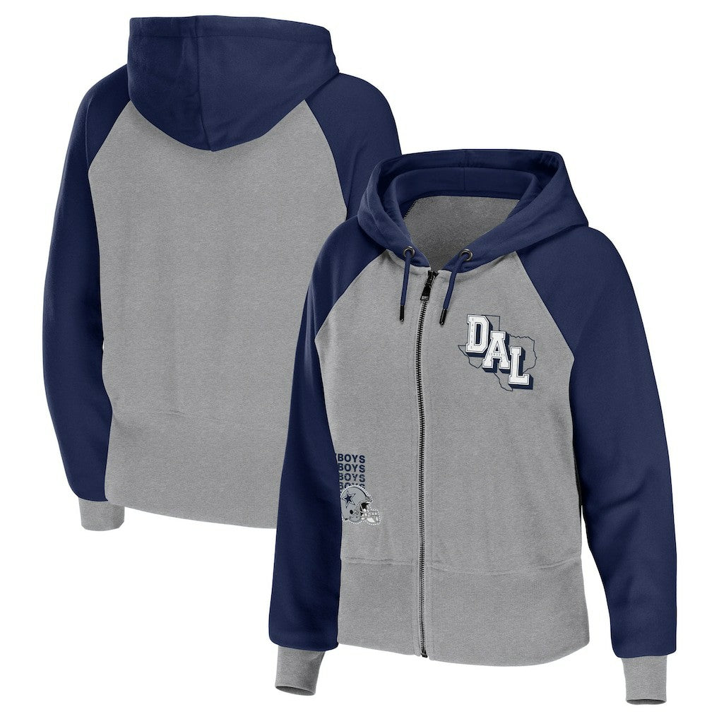 Dallas Cowboys WEAR by Erin Andrews Women's Colorblock Lightweight Full-Zip Hoodie - Silver cheap