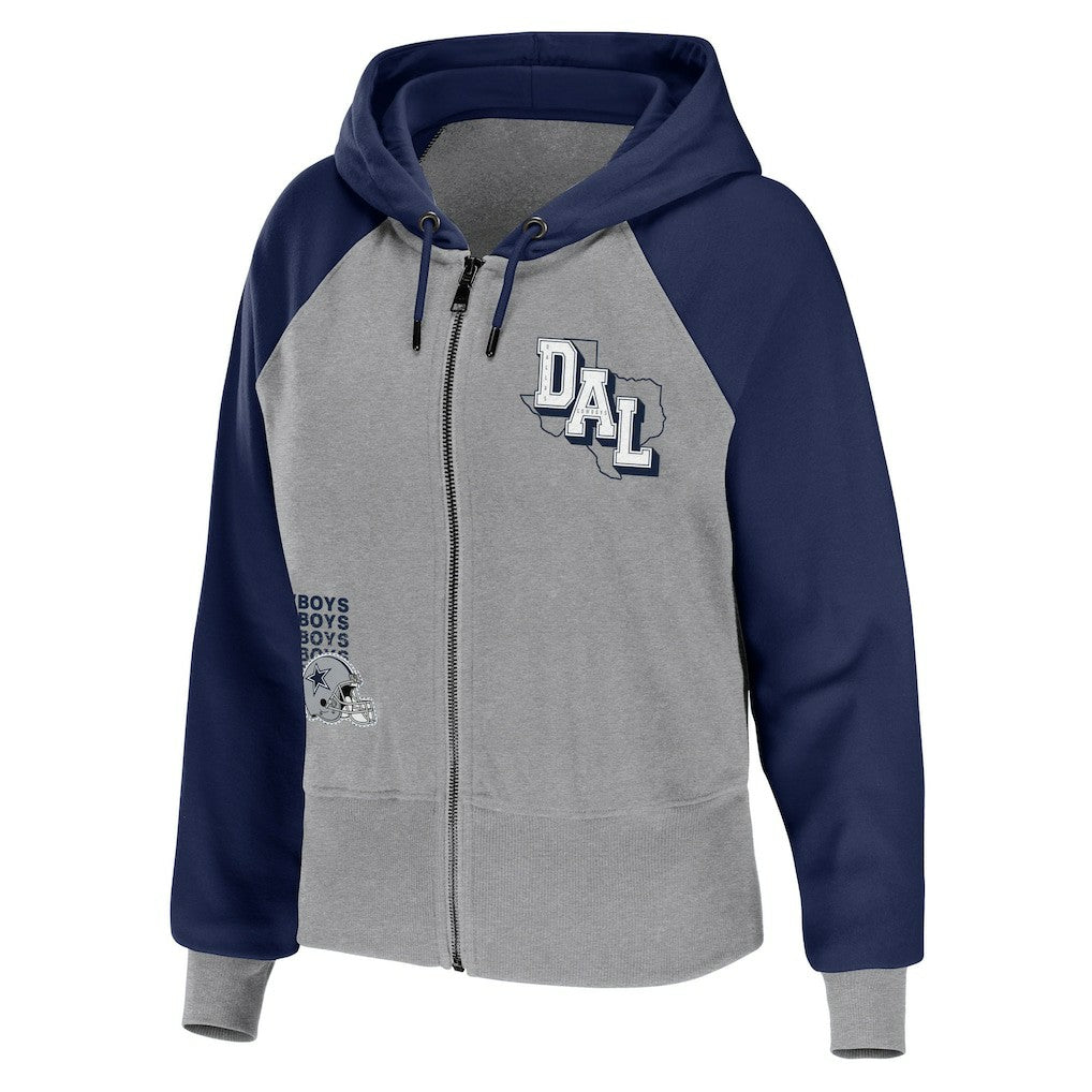 Dallas Cowboys WEAR by Erin Andrews Women's Colorblock Lightweight Full-Zip Hoodie - Silver cheap