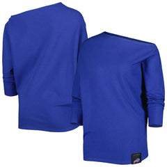 Buffalo Bills KIYA TOMLIN Women's Twisted Tri-Blend Asymmetrical 3/4-Dolman Sleeve Sweatshirt - Royal outlet