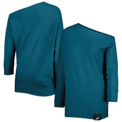 Philadelphia Eagles KIYA TOMLIN Women's Twisted Tri-Blend Asymmetrical 3/4-Dolman Sleeve Sweatshirt - Midnight Green cheap