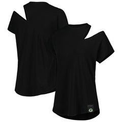 Green Bay Packers KIYA TOMLIN Women's Cut Out Tri-Blend Shirt - Black discount