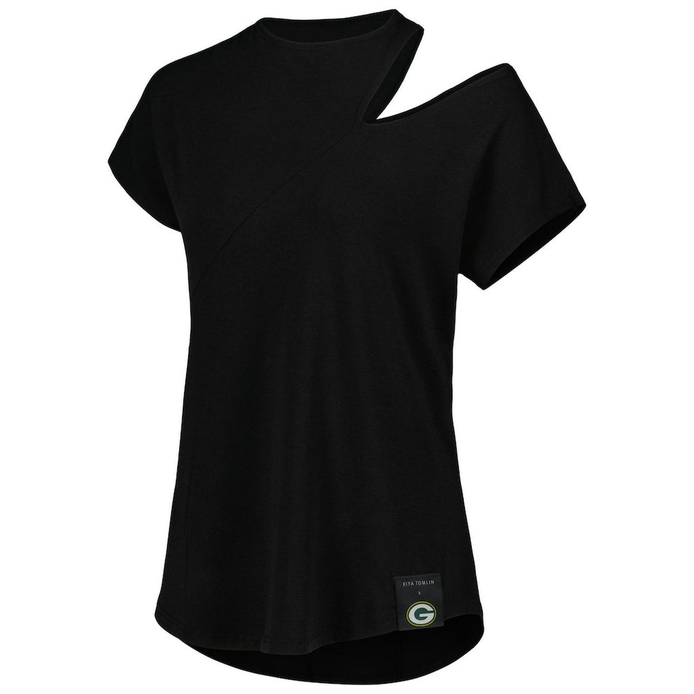 Green Bay Packers KIYA TOMLIN Women's Cut Out Tri-Blend Shirt - Black discount