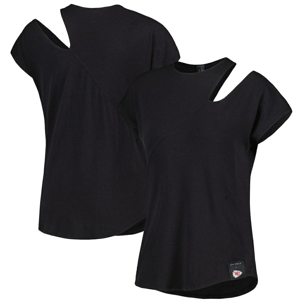 Kansas City Chiefs KIYA TOMLIN Women's Cut Out Tri-Blend Shirt - Black outlet