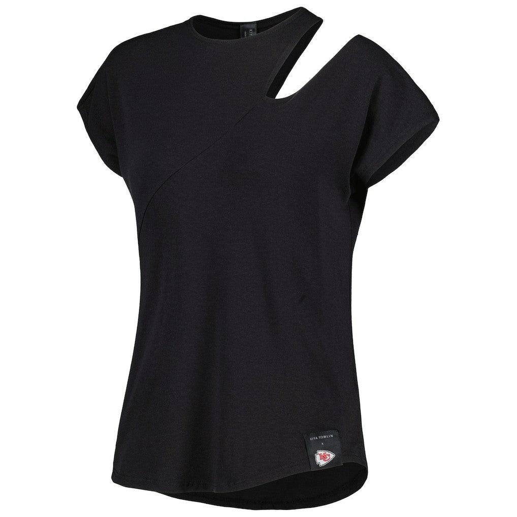 Kansas City Chiefs KIYA TOMLIN Women's Cut Out Tri-Blend Shirt - Black outlet