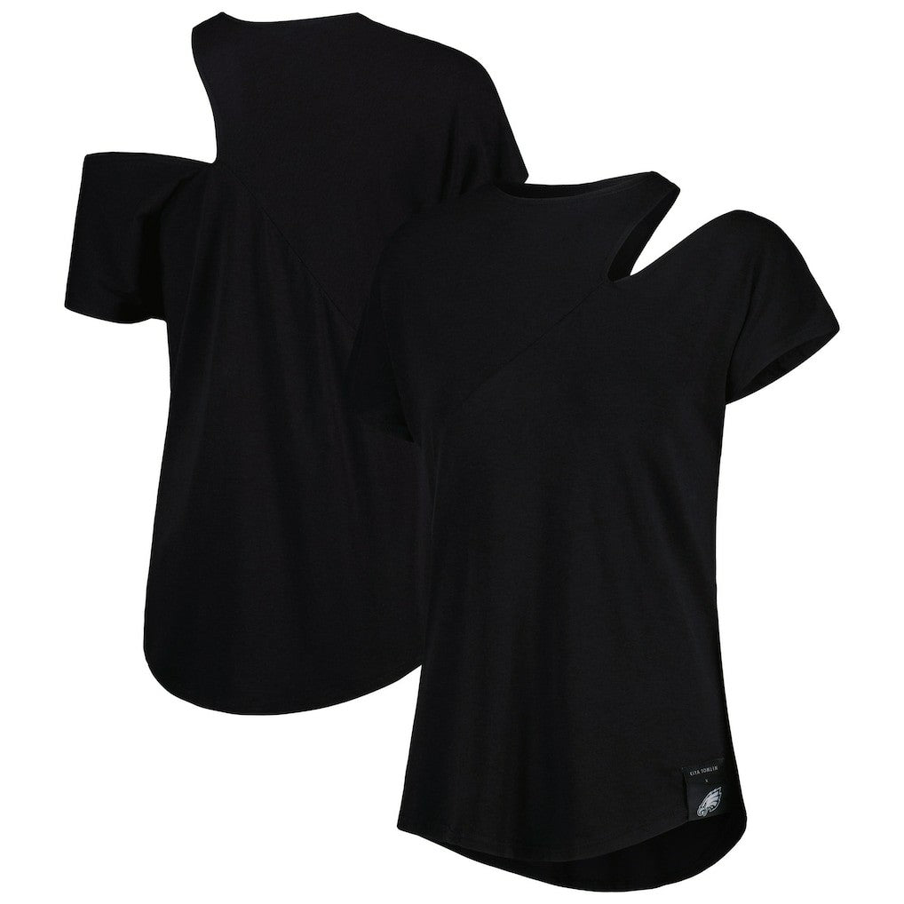 Philadelphia Eagles KIYA TOMLIN Women's Cut Out Tri-Blend Shirt - Black discount