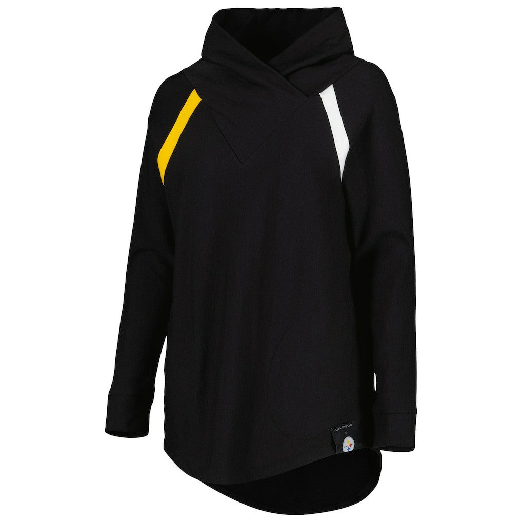 Pittsburgh Steelers KIYA TOMLIN Women's Tri-Blend Raglan Pullover Sweatshirt - Black for sale