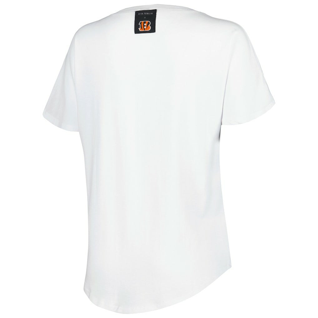Cincinnati Bengals KIYA TOMLIN Women's V-Neck T-Shirt - White cheap