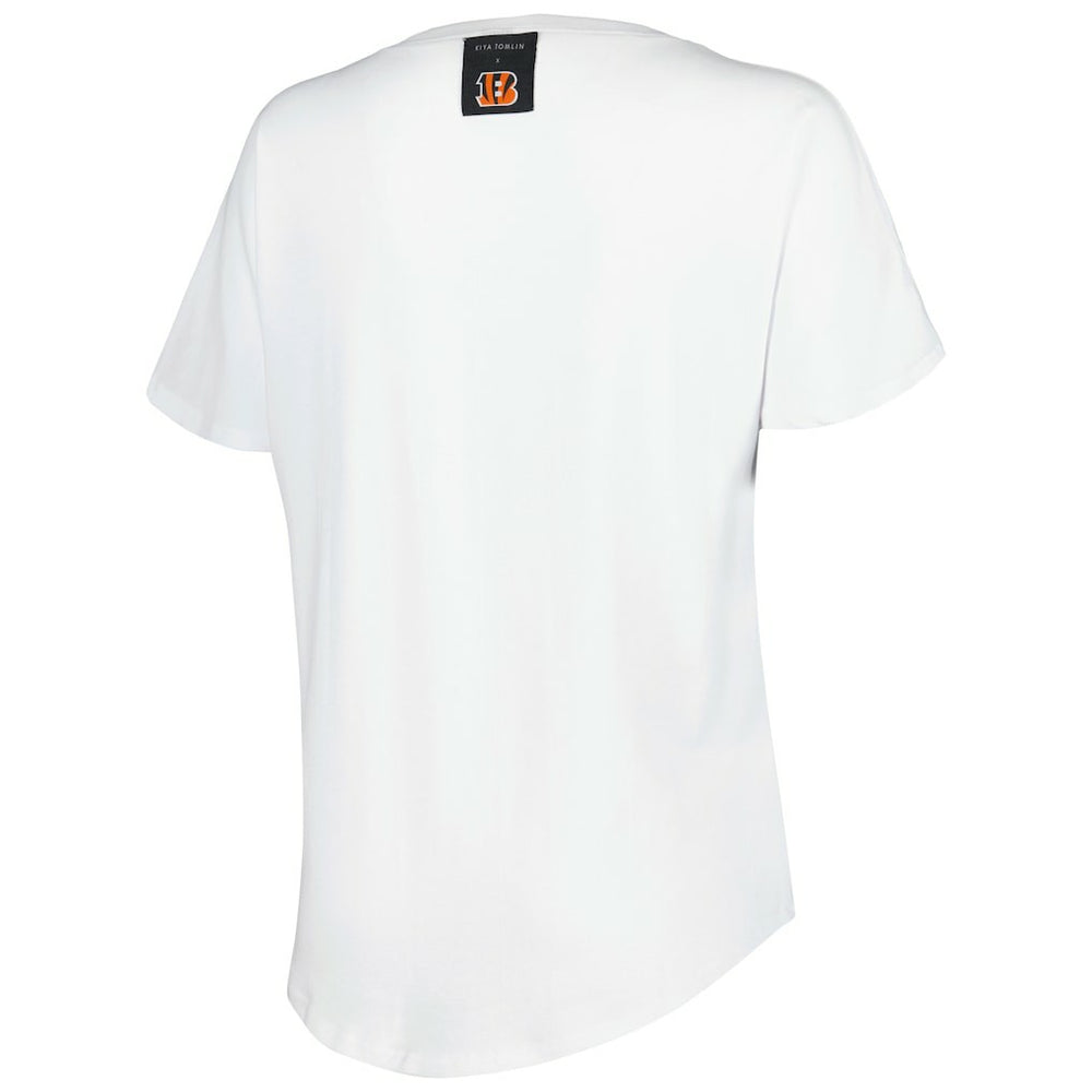 Cincinnati Bengals KIYA TOMLIN Women's V-Neck T-Shirt - White cheap