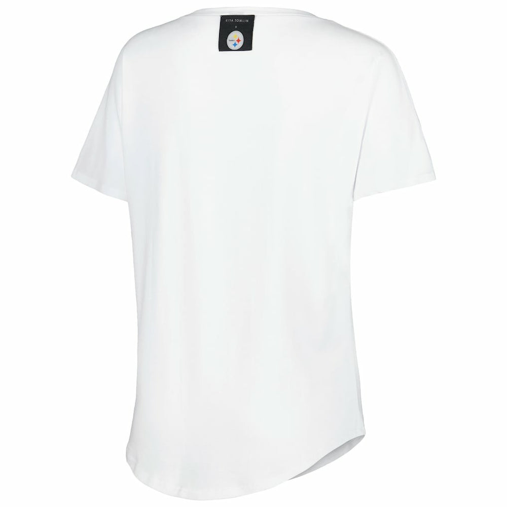 Pittsburgh Steelers KIYA TOMLIN Women's Tri-Blend V-Neck T-Shirt - White discount