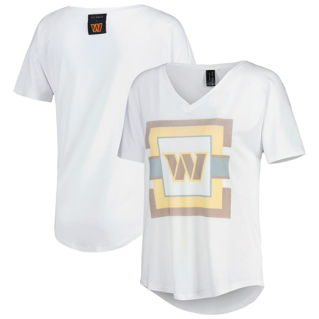 Washington Commanders KIYA TOMLIN Women's V-Neck T-Shirt - White for sale