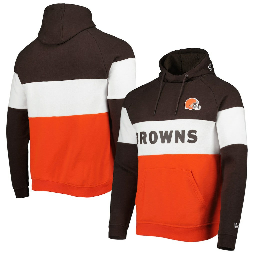 Cleveland Browns New Era Colorblock Current Pullover Hoodie - Orange on sale