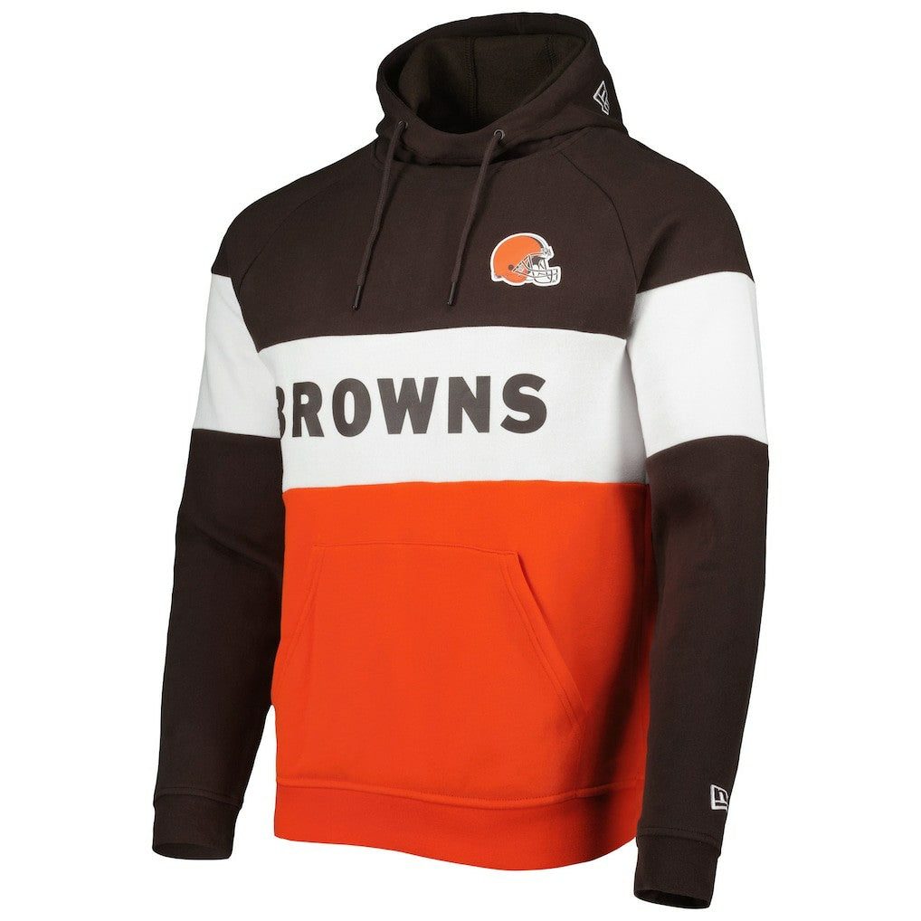 Cleveland Browns New Era Colorblock Current Pullover Hoodie - Orange on sale