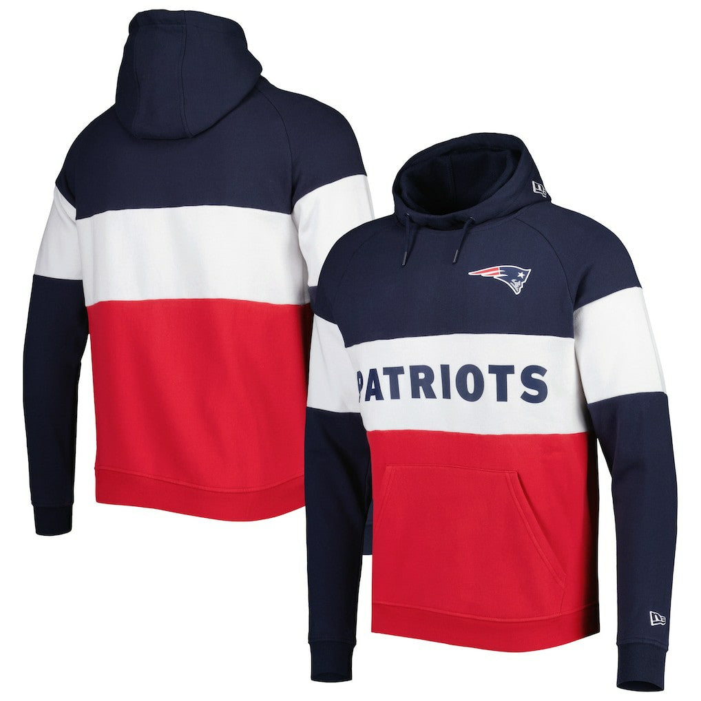 New England Patriots New Era Colorblock Current Pullover Hoodie - Red sale