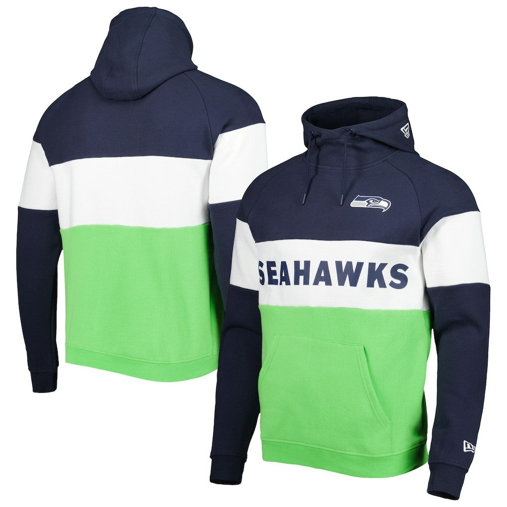 Seattle Seahawks New Era Colorblock Current Pullover Hoodie - Neon Green/College Navy outlet