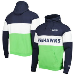 Seattle Seahawks New Era Colorblock Current Pullover Hoodie - Neon Green/College Navy outlet