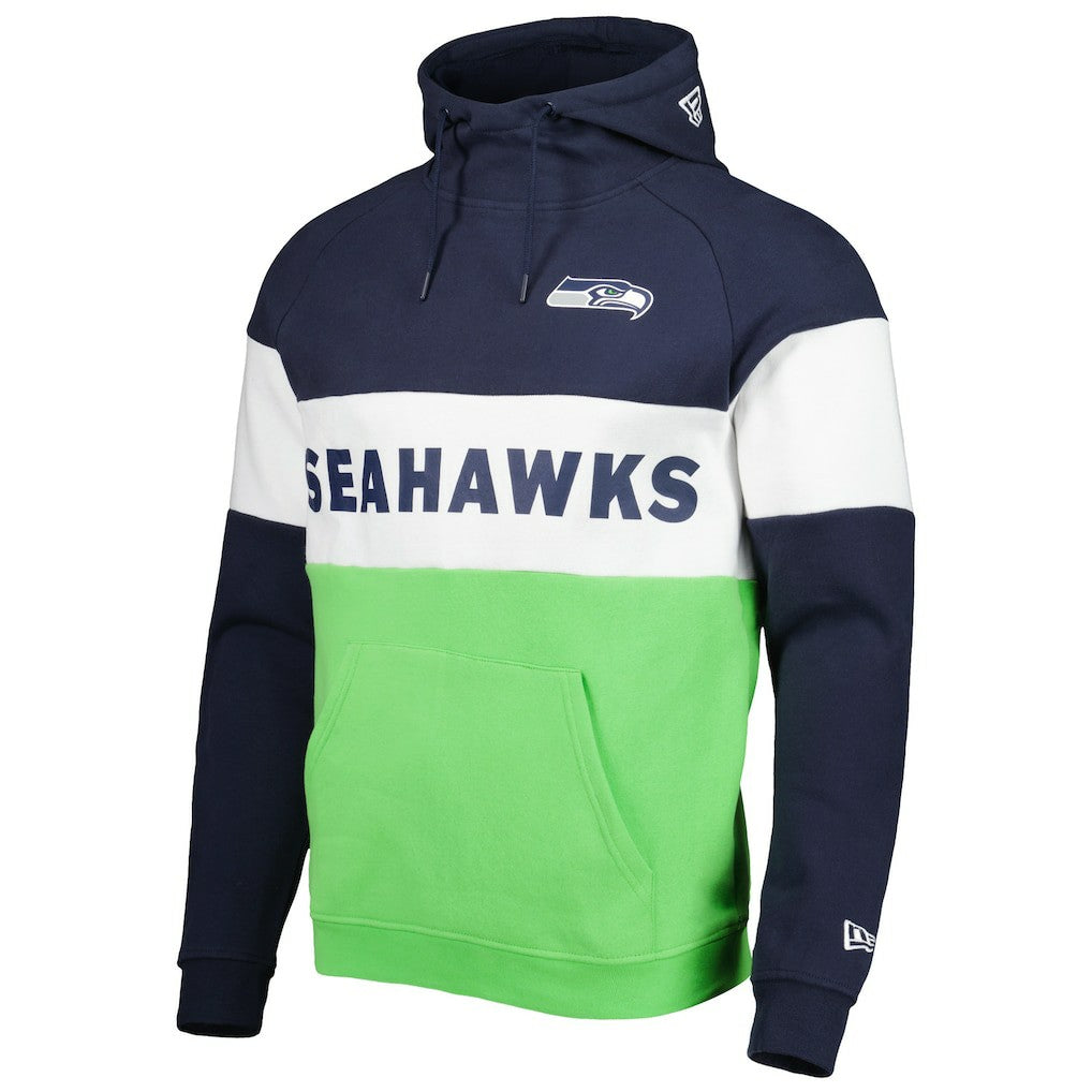 Seattle Seahawks New Era Colorblock Current Pullover Hoodie - Neon Green/College Navy outlet
