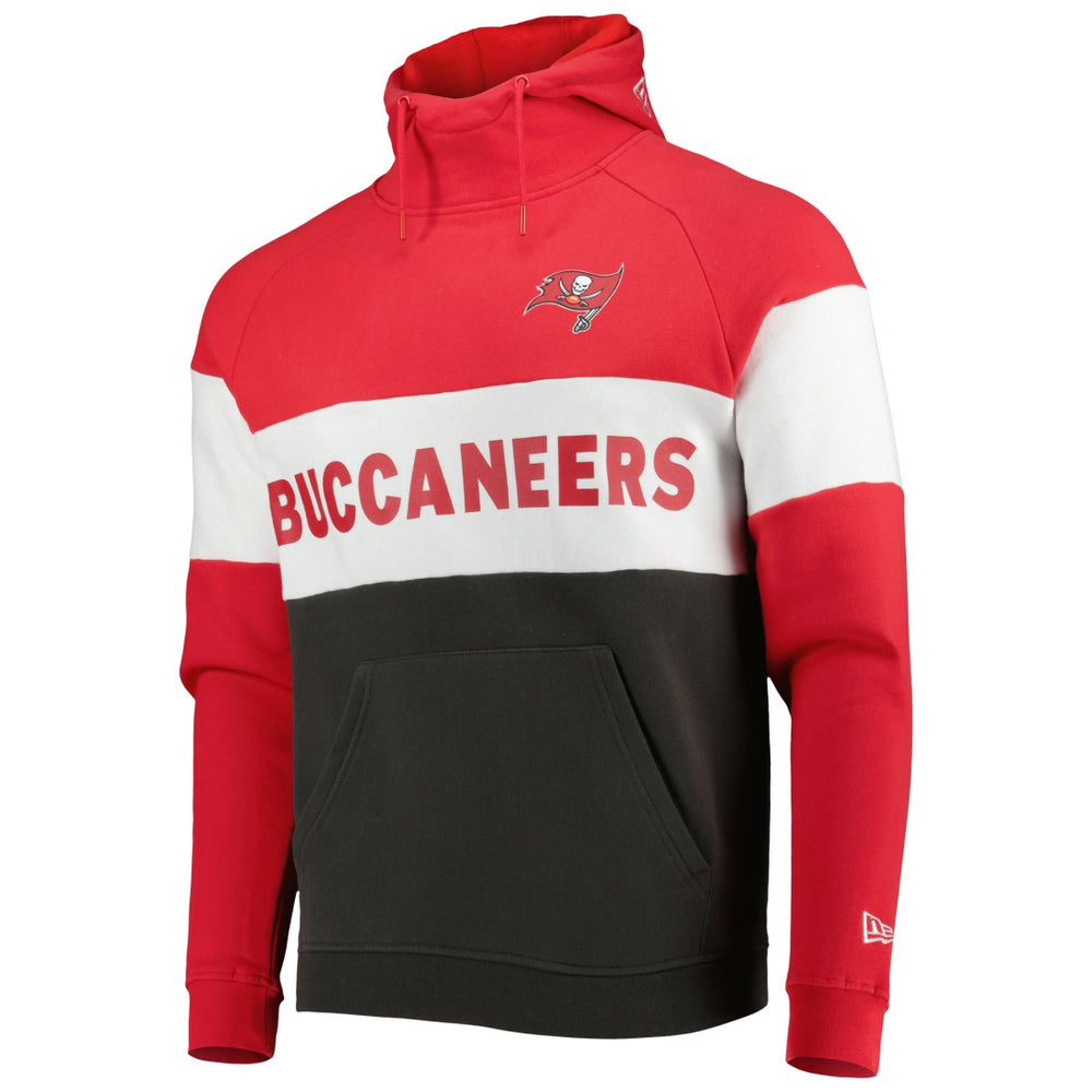 Tampa Bay Buccaneers New Era Colorblock Current Pullover Hoodie - Heather Charcoal/Red cheap