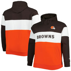 Cleveland Browns New Era Big & Tall Current Team Colorblock Fleece Raglan Pullover Hoodie - Brown/Orange on sale