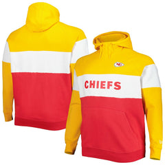 Kansas City Chiefs New Era Big & Tall Current Team Colorblock Fleece Raglan Pullover Hoodie - Gold/Red cheap