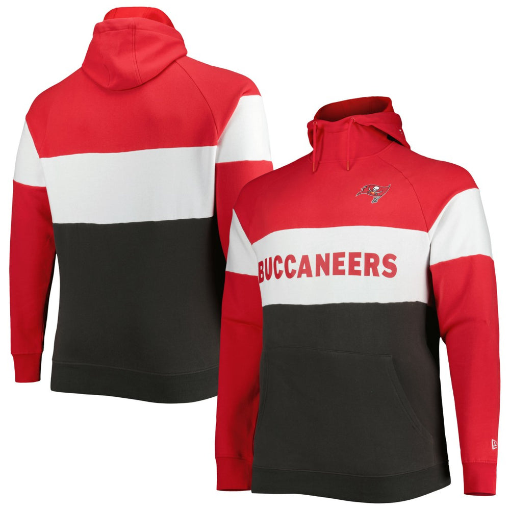 Tampa Bay Buccaneers New Era Big & Tall Current Team Colorblock Fleece Raglan Pullover Hoodie - Red/Pewter discount