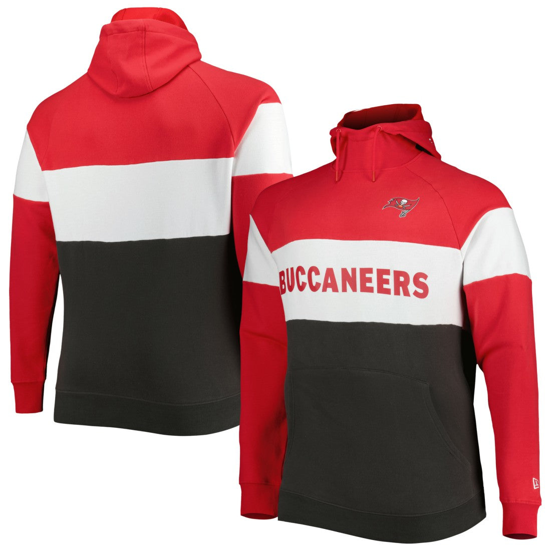 Tampa Bay Buccaneers New Era Big & Tall Current Colorblock Raglan Fleece Pullover Hoodie - Heather Charcoal/Black online