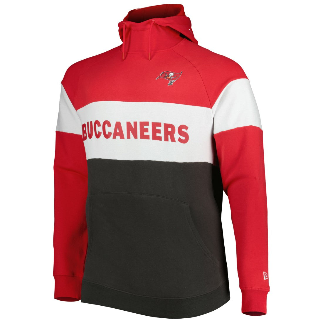 Tampa Bay Buccaneers New Era Big & Tall Current Colorblock Raglan Fleece Pullover Hoodie - Heather Charcoal/Black online