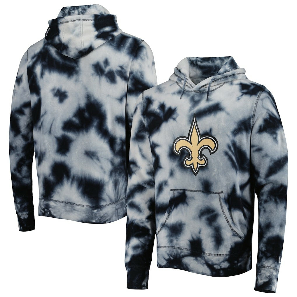 New Orleans Saints New Era Team Tie-Dye Pullover Hoodie - Black sale