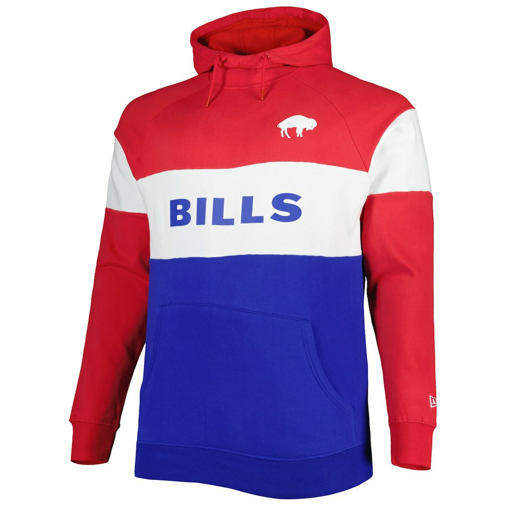 Buffalo Bills New Era Big & Tall Throwback Colorblock Fleece Raglan Pullover Hoodie - Red/Royal outlet