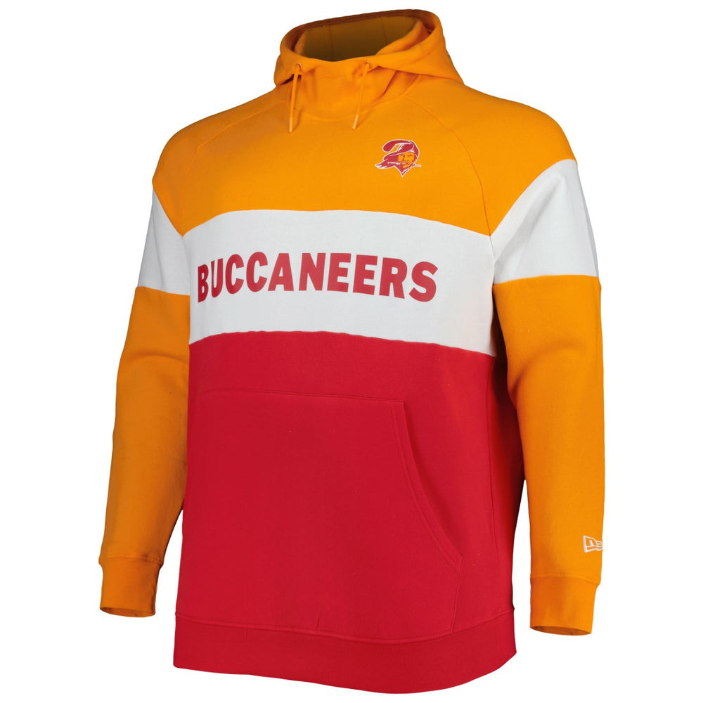 Tampa Bay Buccaneers New Era Big & Tall Throwback Colorblock Fleece Raglan Pullover Hoodie - Orange/Red cheap