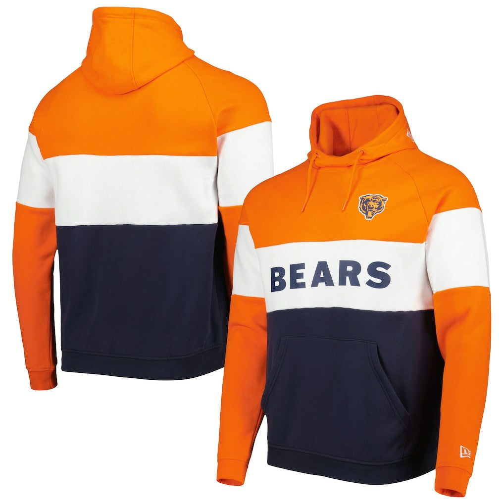 Chicago Bears New Era Colorblock Throwback Pullover Hoodie - Navy/Orange outlet