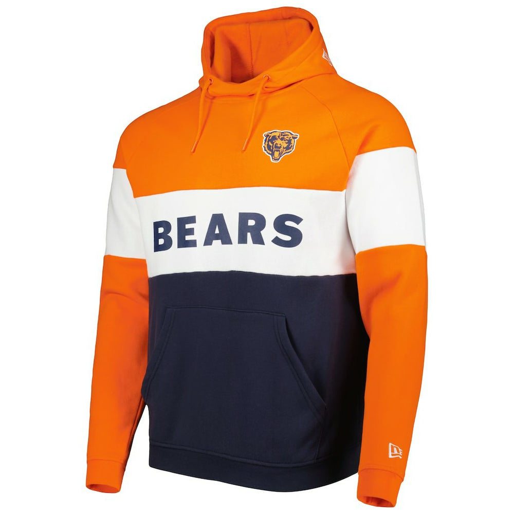 Chicago Bears New Era Colorblock Throwback Pullover Hoodie - Navy/Orange outlet