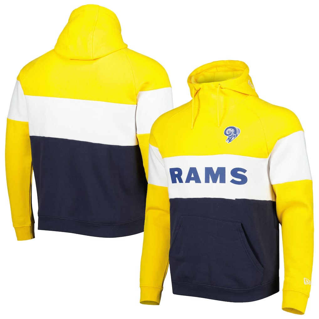 Los Angeles Rams New Era Colorblock Throwback Pullover Hoodie - Navy/Gold outlet