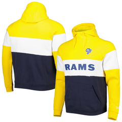Los Angeles Rams New Era Colorblock Throwback Pullover Hoodie - Navy/Gold outlet