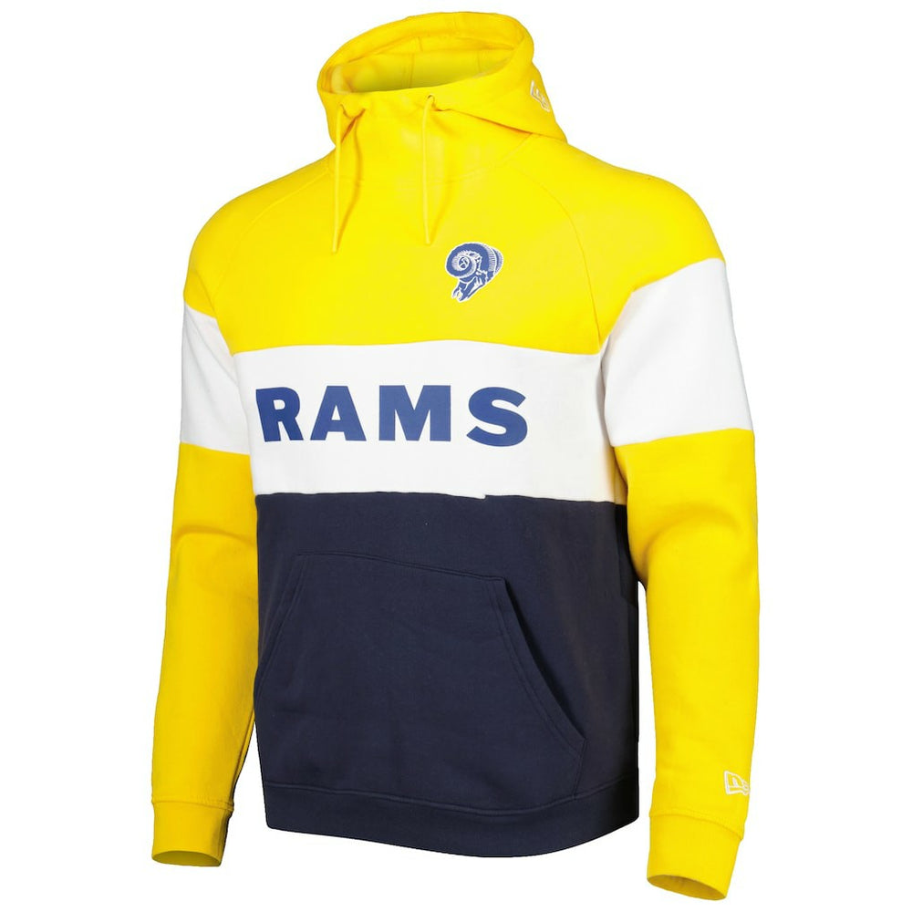 Los Angeles Rams New Era Colorblock Throwback Pullover Hoodie - Navy/Gold outlet