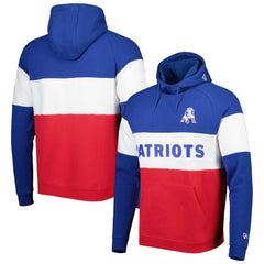 New England Patriots New Era Colorblock Throwback Pullover Hoodie - Red/Royal for sale